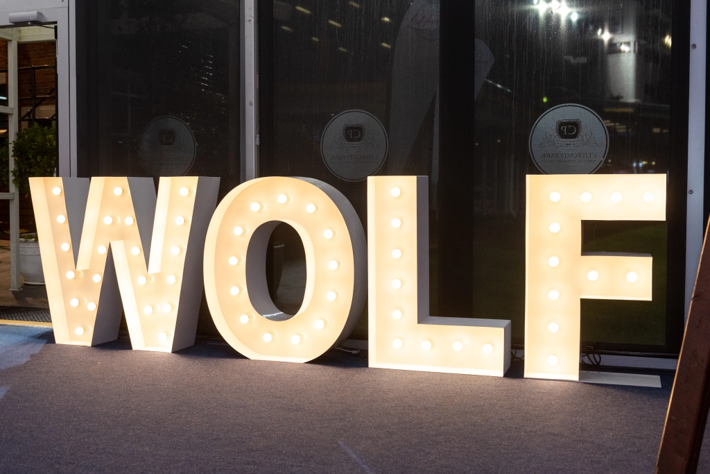 WOLF letters with lights